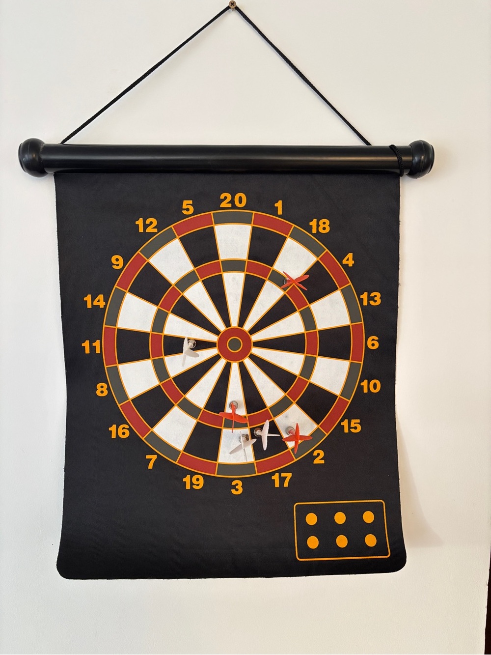Black and Yellow Hanging Dartboard Wall Decor